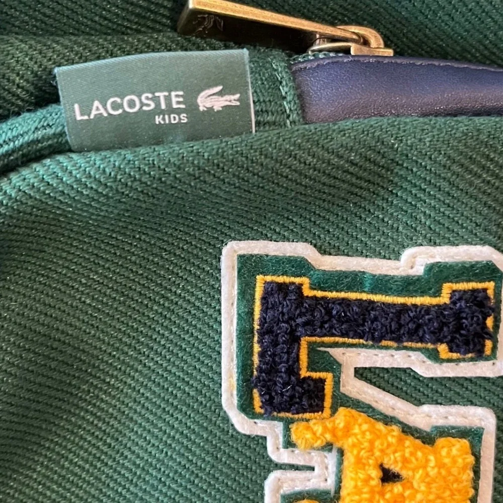 Lacoste‎ Kids Green Navy Blue Varsity Logo Backpack Bag 9A6219-F9W NWT
